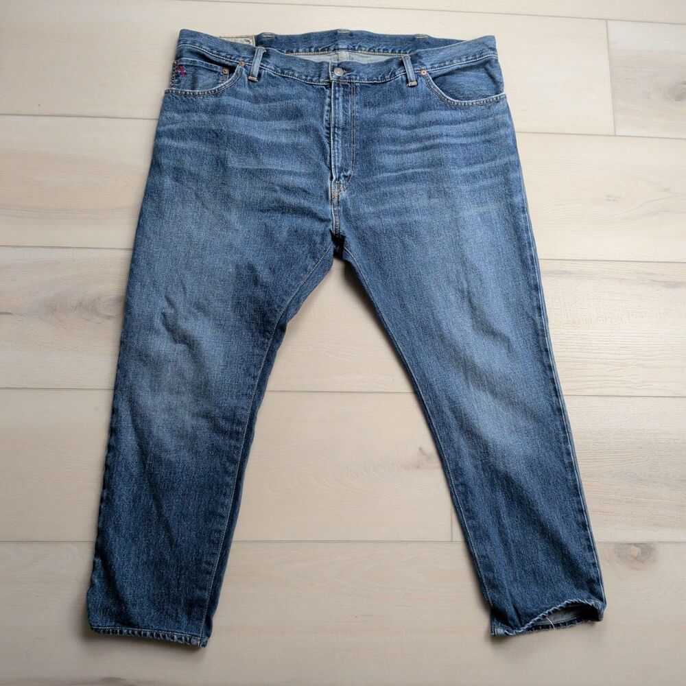 Polo Ralph Lauren Hampton Jeans Mens 42x27 Blue Relaxed Straight Denim Stretch